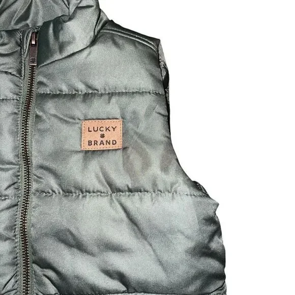 LUCKY BRAND Kids Green Zip up Puffer Vest Size 18M - Picture 3 of 7